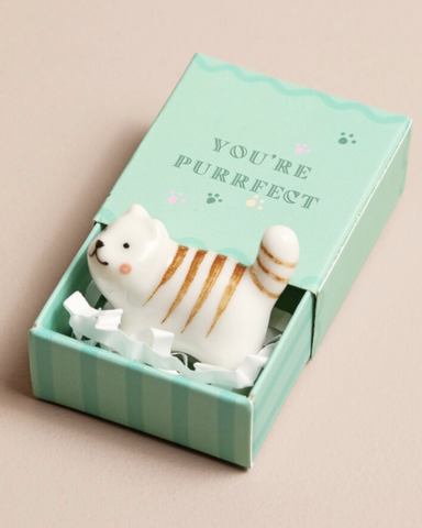 Purrfect Cat Tiny Ceramic Matchbox Token