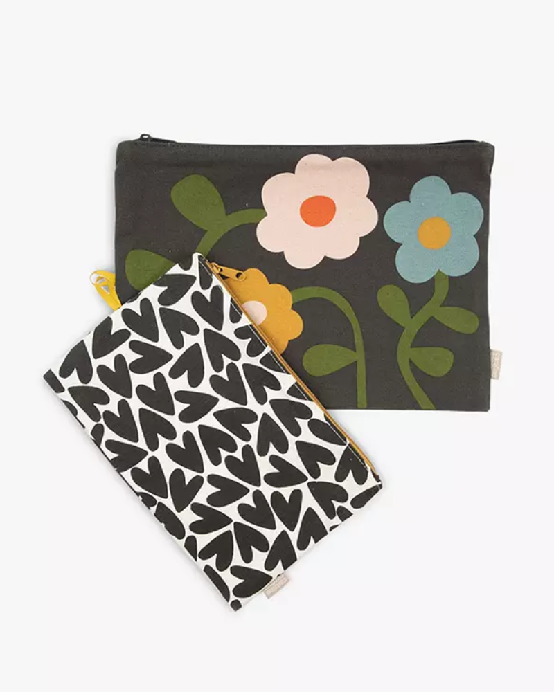 Floral Travel Pouches Set of 2 by Caroline Gardner