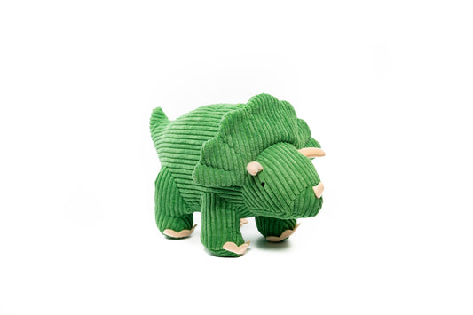 Corduroy Triceratops Dinosaur Plush Toy in Green