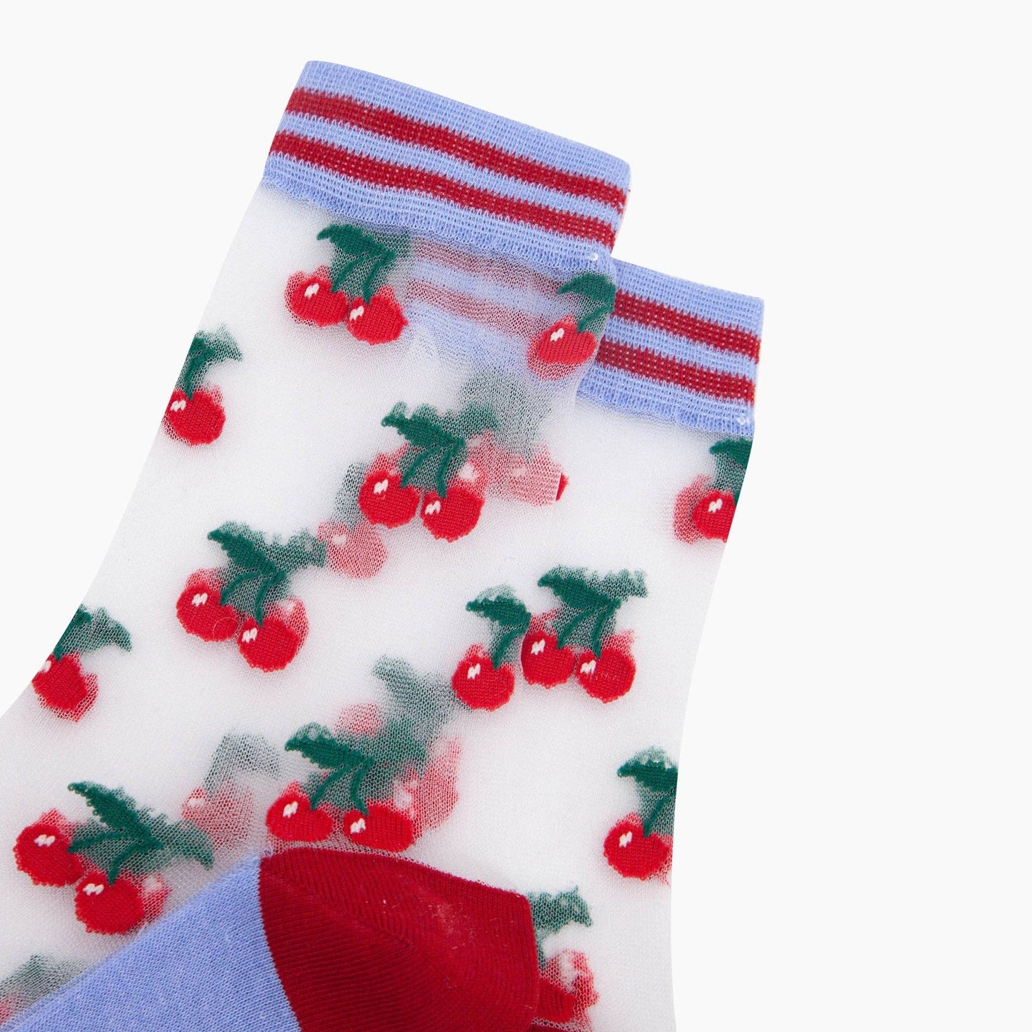 Cherry Fruit Combed Cotton Sheer Pop Socks