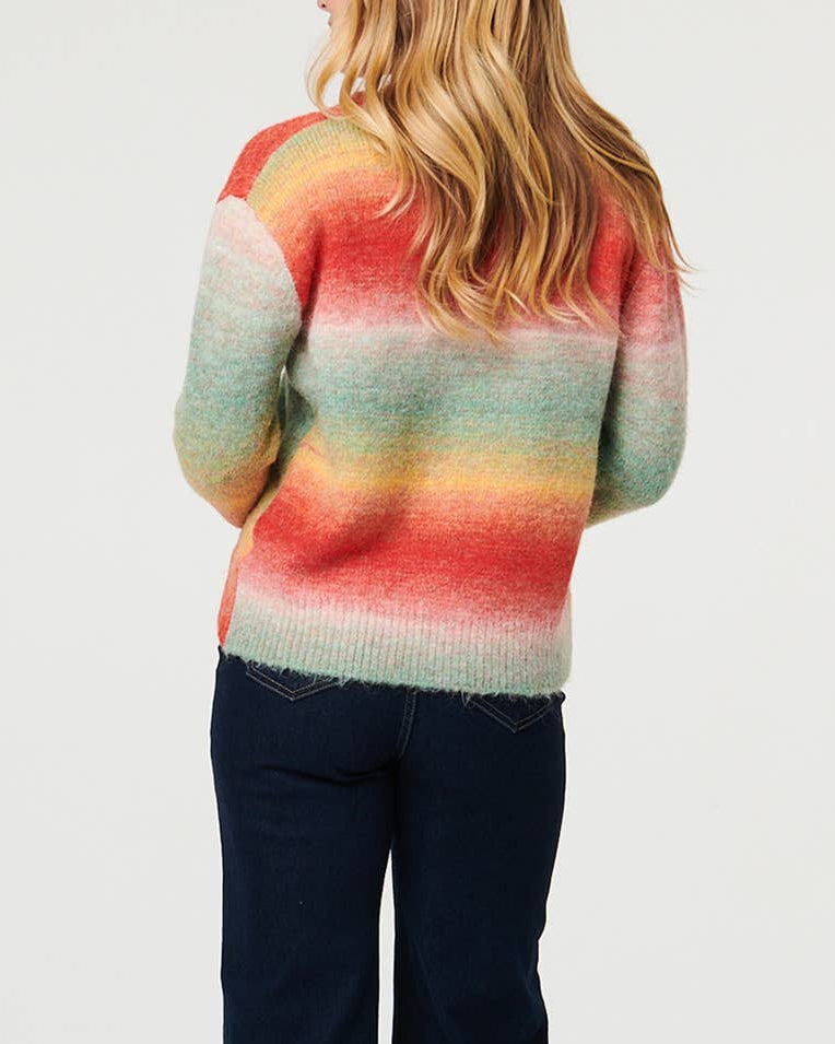 Ombre Print Drop Shoulder Cardigan