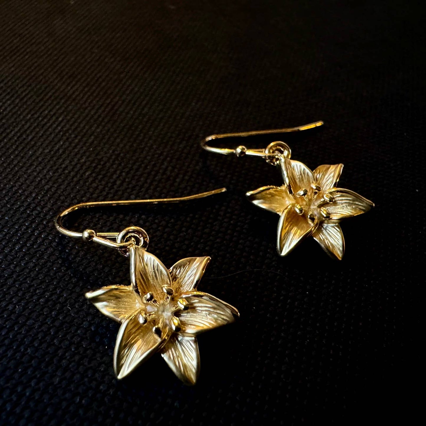 Gold Lily Drop Earring 14k Gold Plated