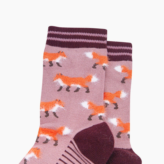 Fox Fluffy Bamboo Socks in Pink