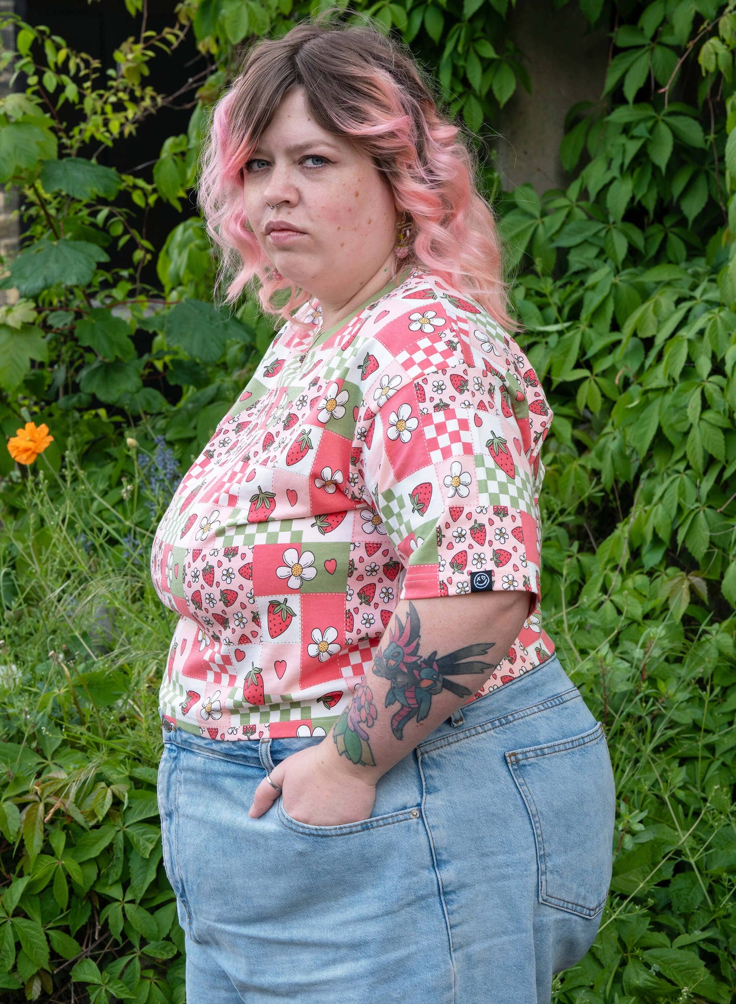 Strawberry Picnic Cropped Boxy Tee By Rebel Romance
