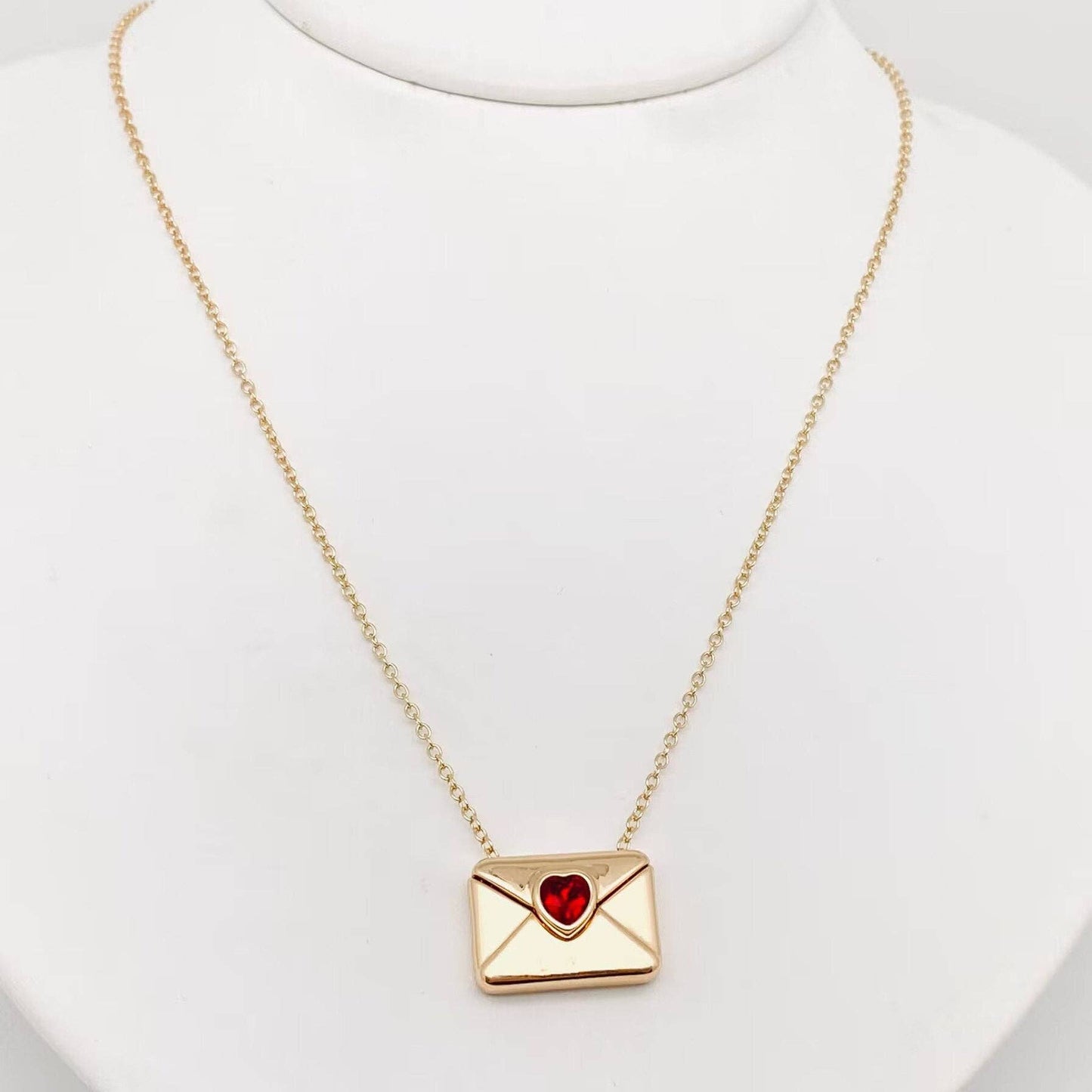 Love Letter Cubic Zirconia Envelope Necklace