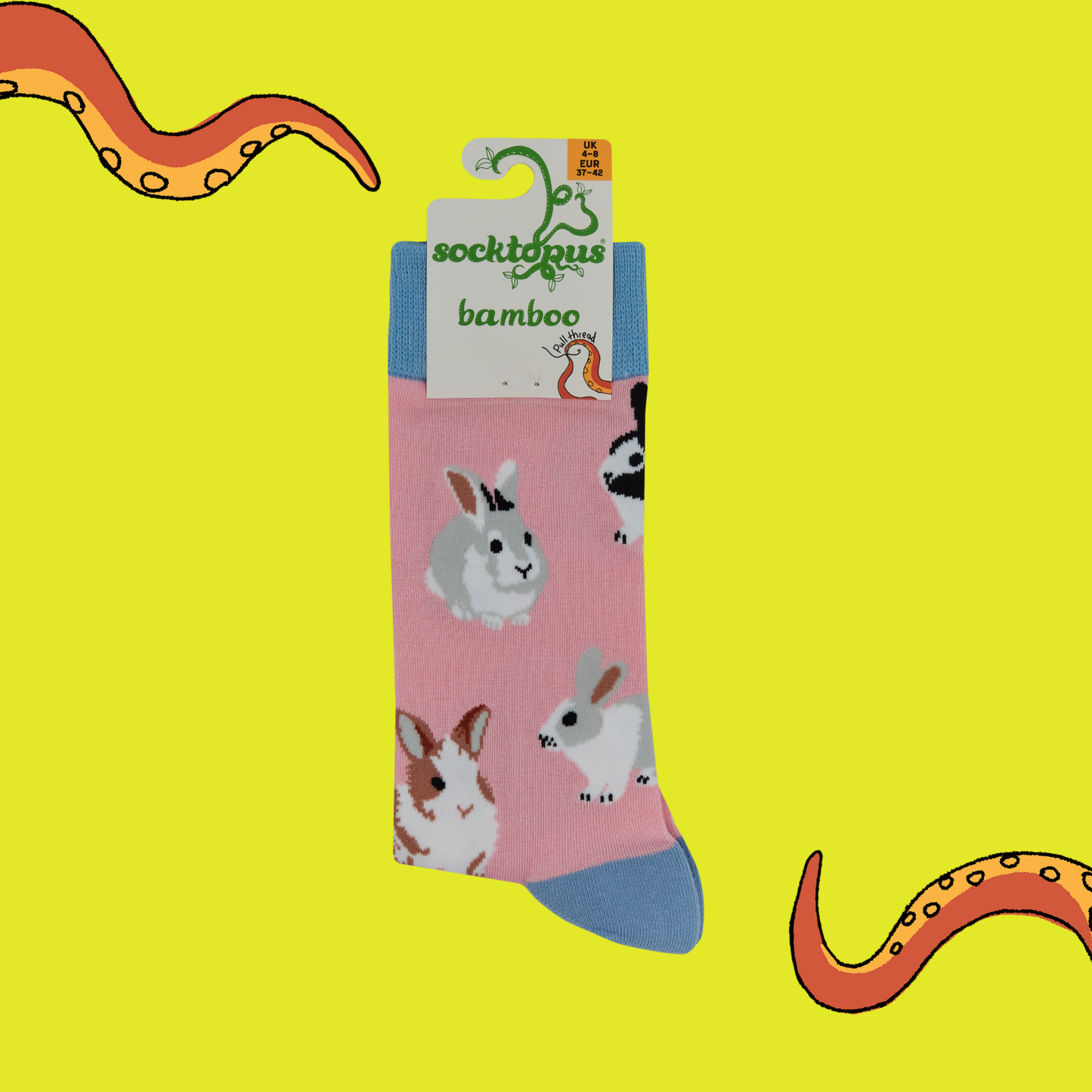 Pink Bunny Bamboo Crew Socks