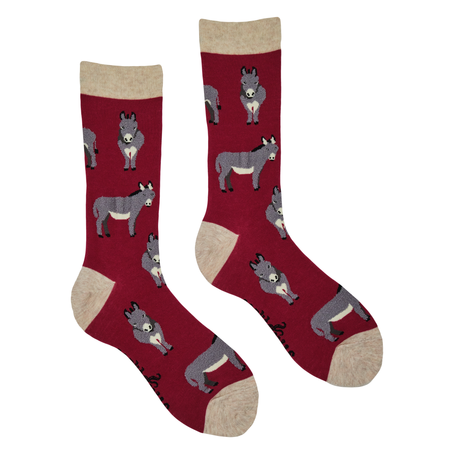 Fluffy Donkey Crew Socks in Red