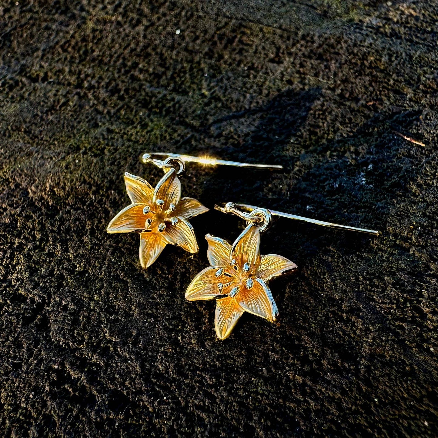 Gold Lily Drop Earring 14k Gold Plated