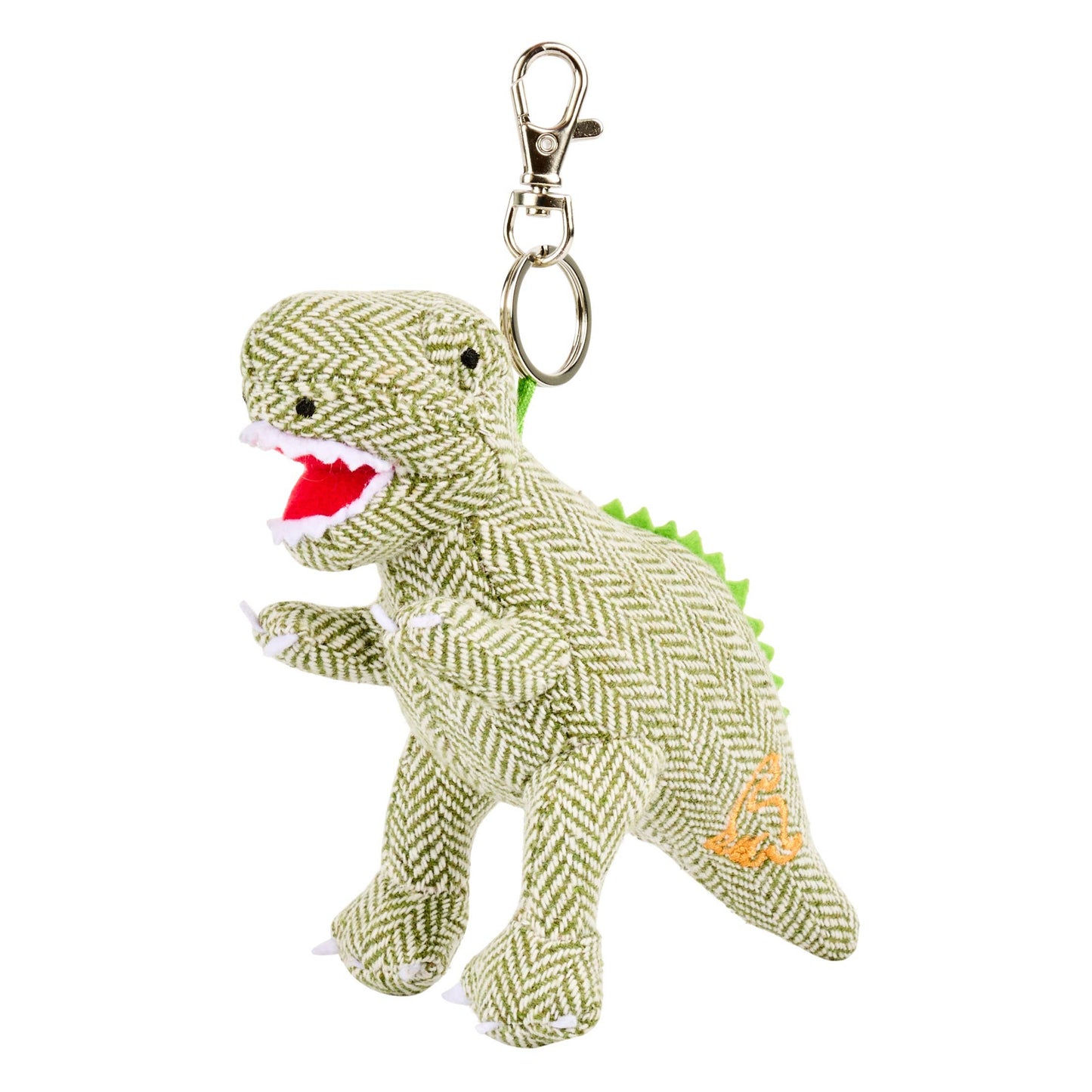 Dinosaur Bag Charm, Tweed T Rex in Green
