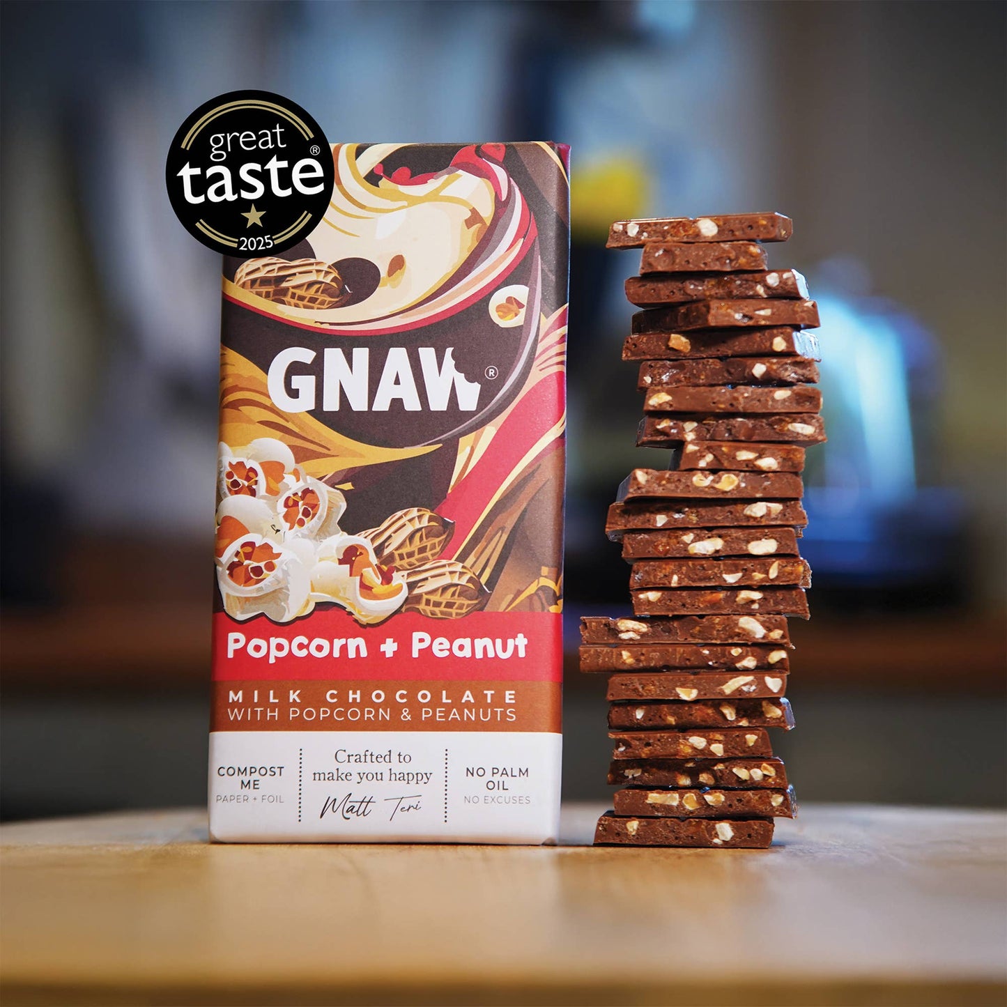 Great Taste Award Popcorn & Peanut Milk Chocolate Bar | 80g