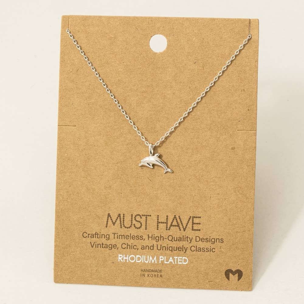 Dolphin Pendant Necklace in Silver