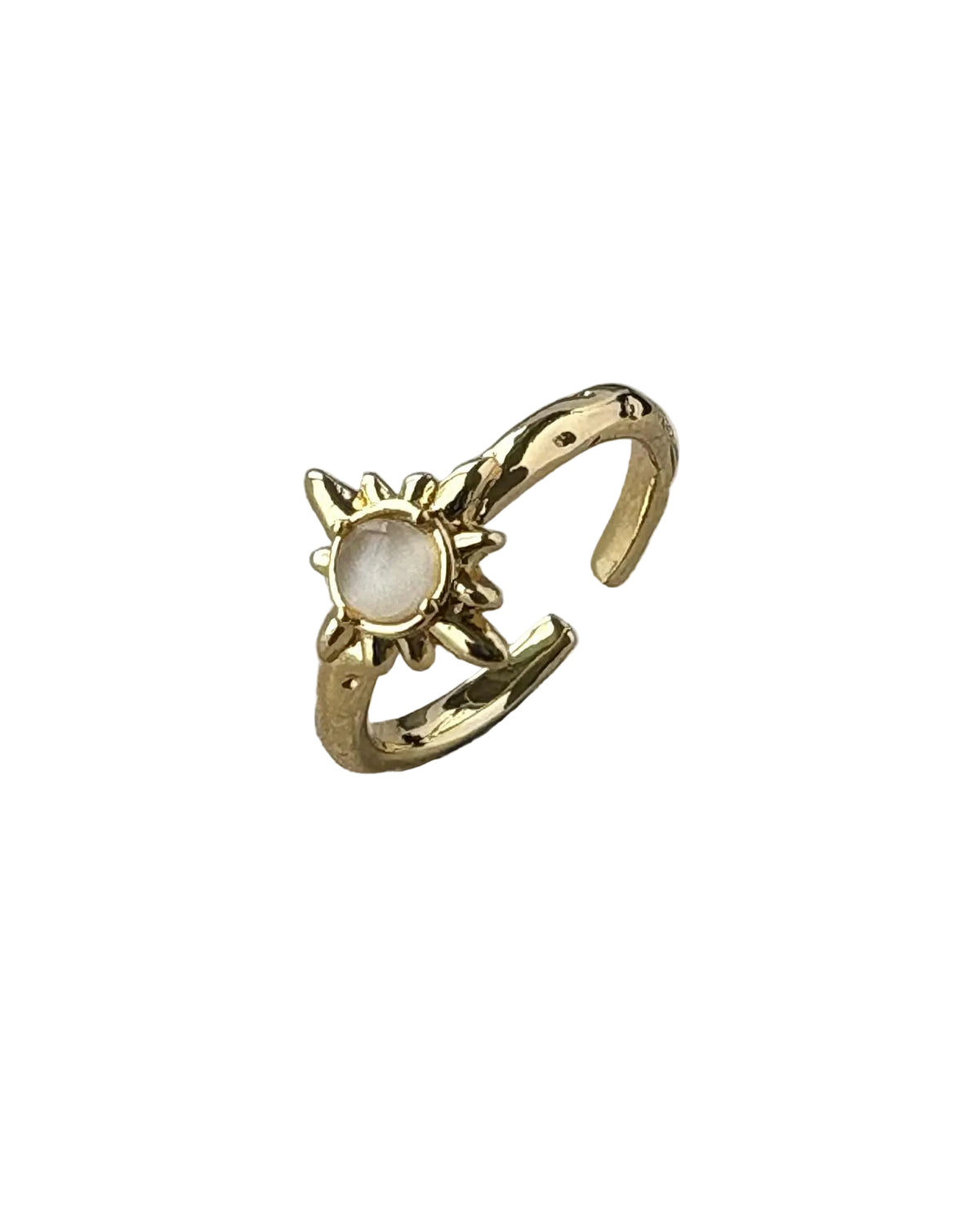 Tarnish Resistant Open Sun Burst Ring in Gold