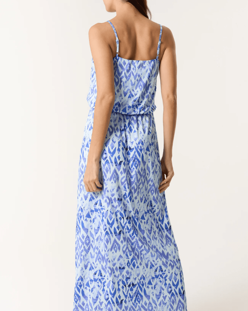 Aztec Cami Puffball Maxi Dress Blue Tone - Pink Poodle Boutique - NL257945002 - SM