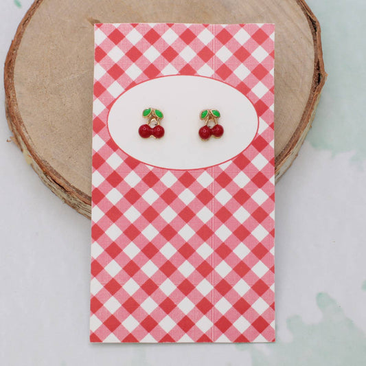 Lovely Day for a Picnic Cherry Post Earrings