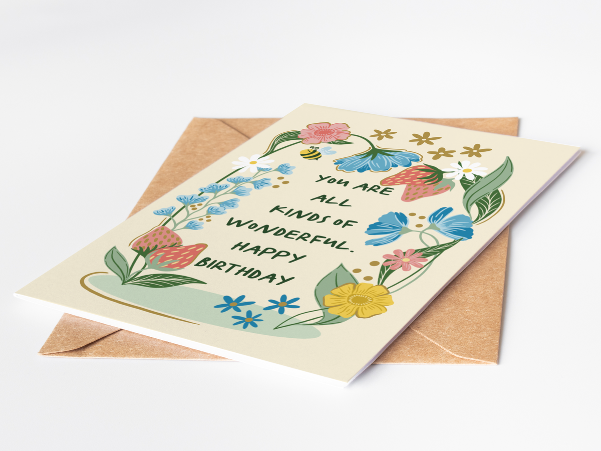 Floral Strawberries Birthday Card