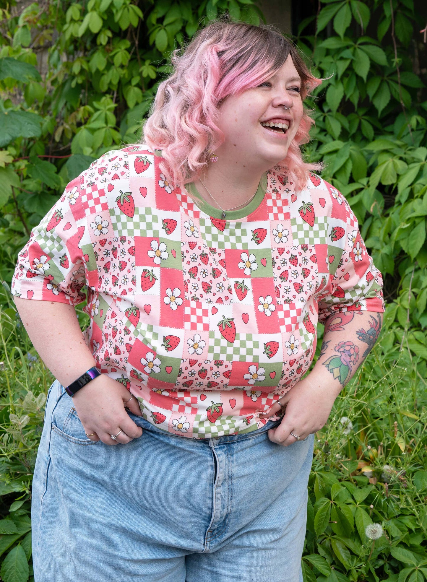 Strawberry Picnic Cropped Boxy Tee By Rebel Romance