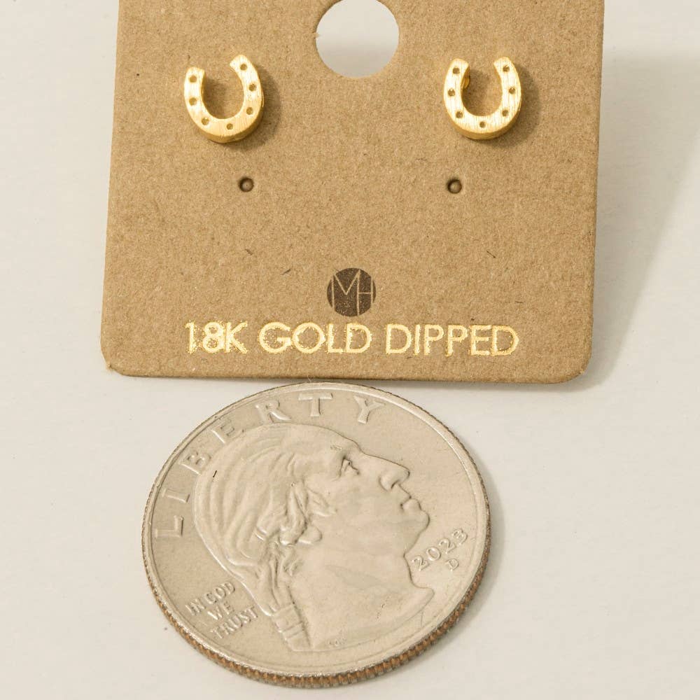 Mini Horseshoe Post Stud Earrings in Gold or Silver
