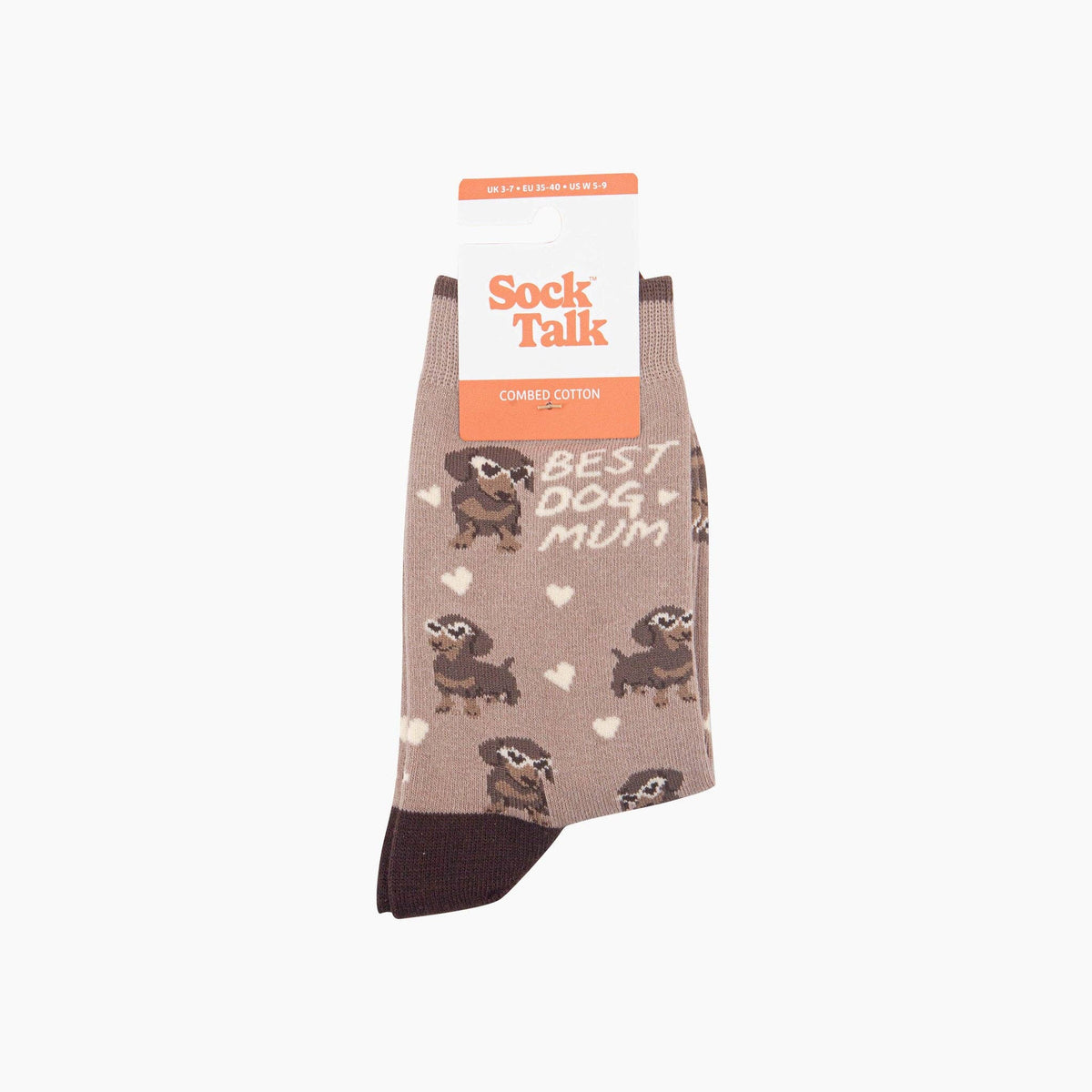 Best Dog Mum Combed Cotton Socks in Beige