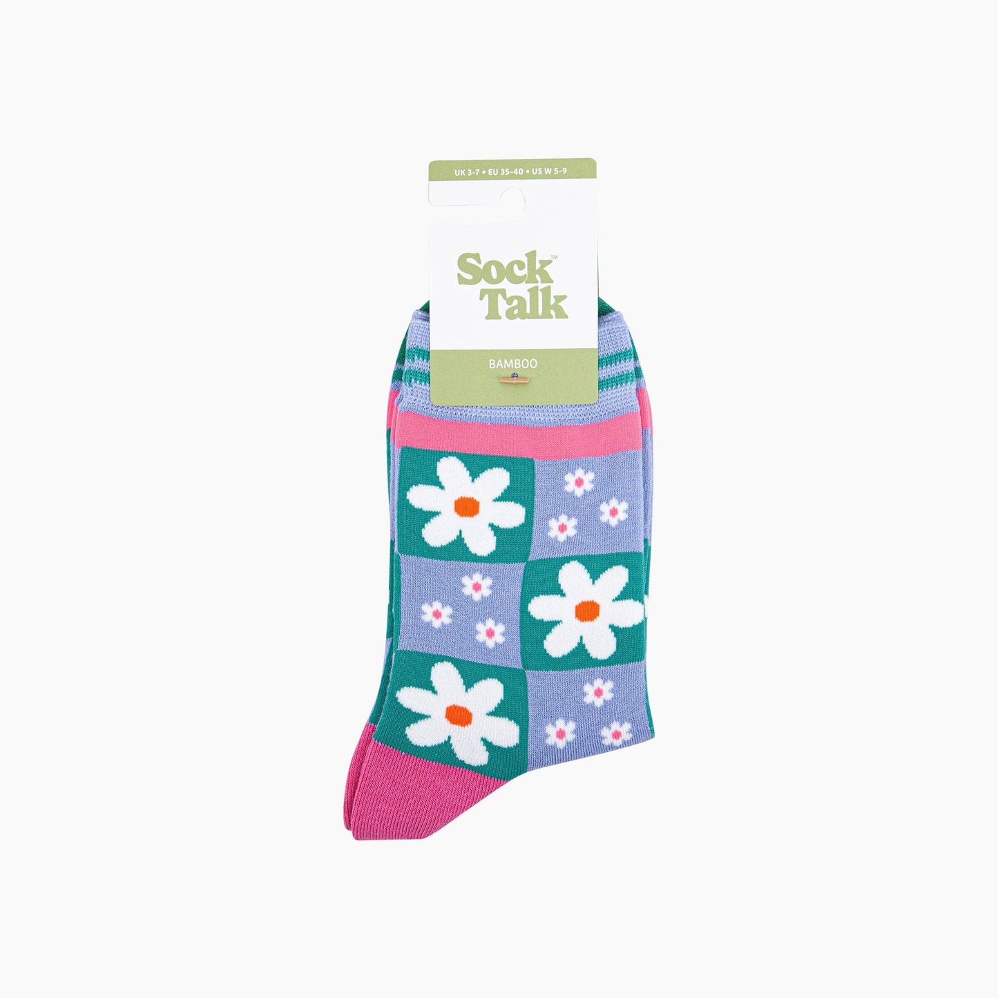 Flower Checkerboard Bamboo Socks