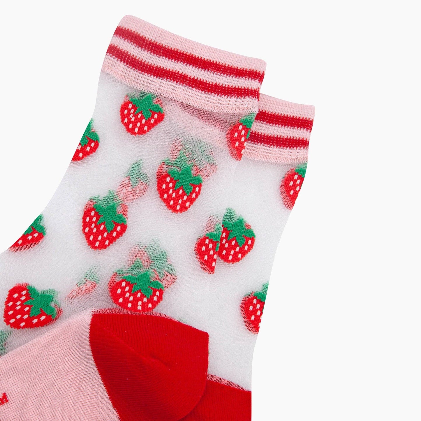 Strawberries Fruit Combed Cotton Sheer Pop Socks
