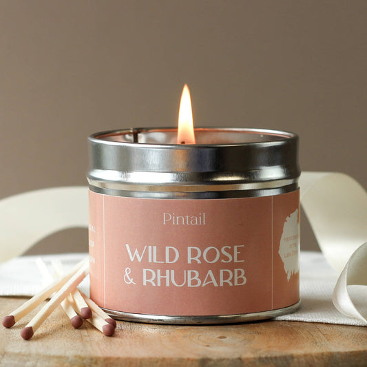 Wild Rose and Rhubarb Classic Tin Candle