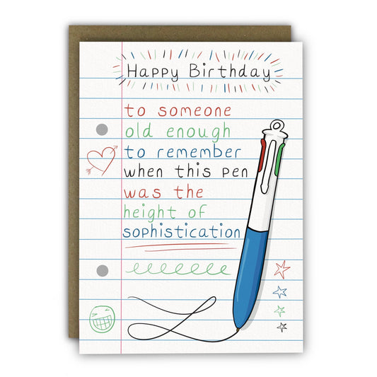 4 Colour Pen Birthday Card