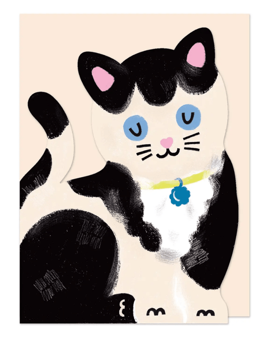 Black and White Kitten Greeting Card - Pink Poodle Boutique - 