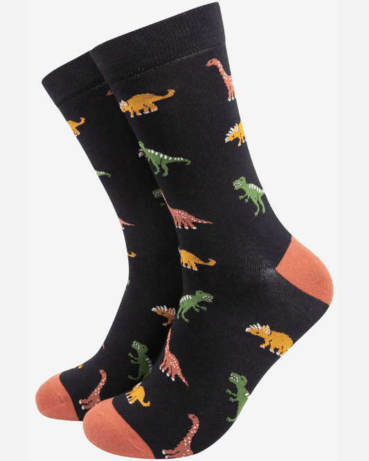 Black Dinosaur Bamboo Socks - Pink Poodle Boutique - 4472DINB