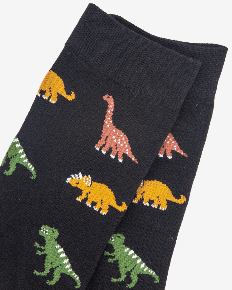 Black Dinosaur Bamboo Socks - Pink Poodle Boutique - 4472DINB