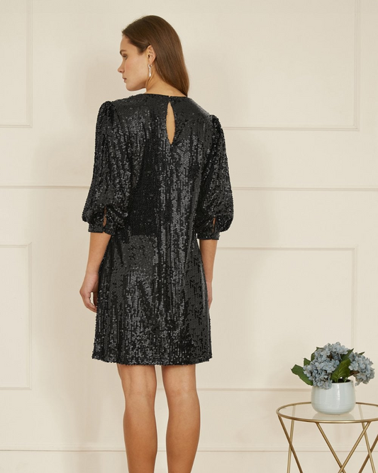 Sequinned Tunic Dress With Balloon Sleeves