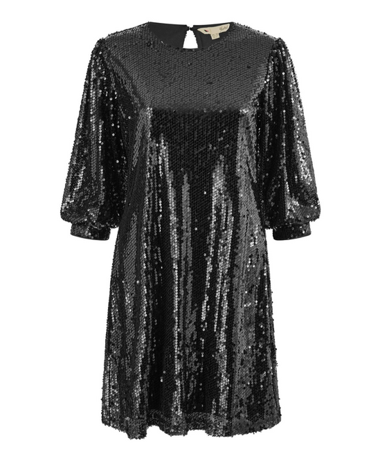 Sequinned Tunic Dress With Balloon Sleeves