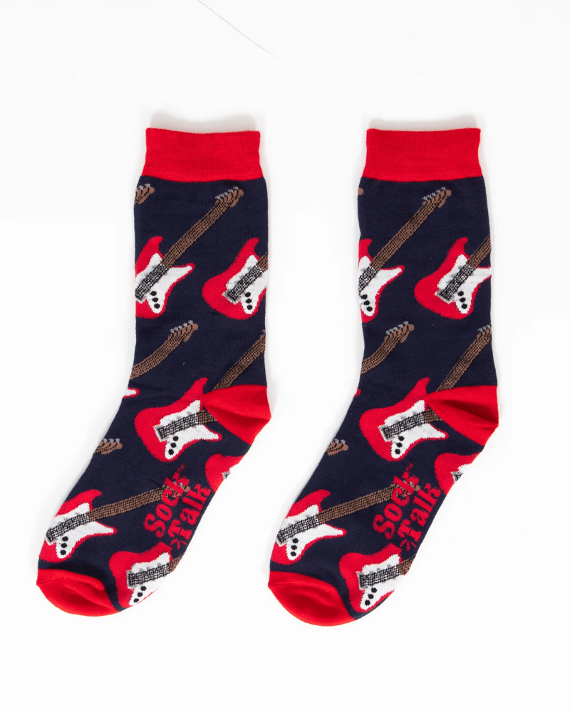 Blue & Red Electric Guitar Bamboo Socks - Pink Poodle Boutique - 4931BLRE.1