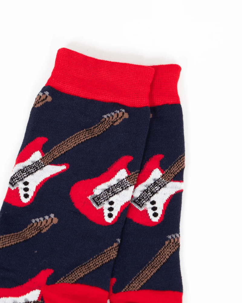 Blue & Red Electric Guitar Bamboo Socks - Pink Poodle Boutique - 4931BLRE.1