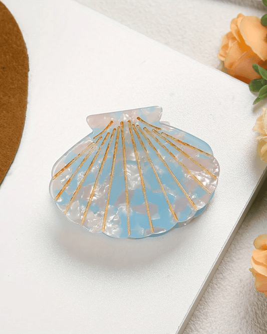 Blue Sea Shell Hair Claw - Pink Poodle Boutique - CLAW - SEASHELL