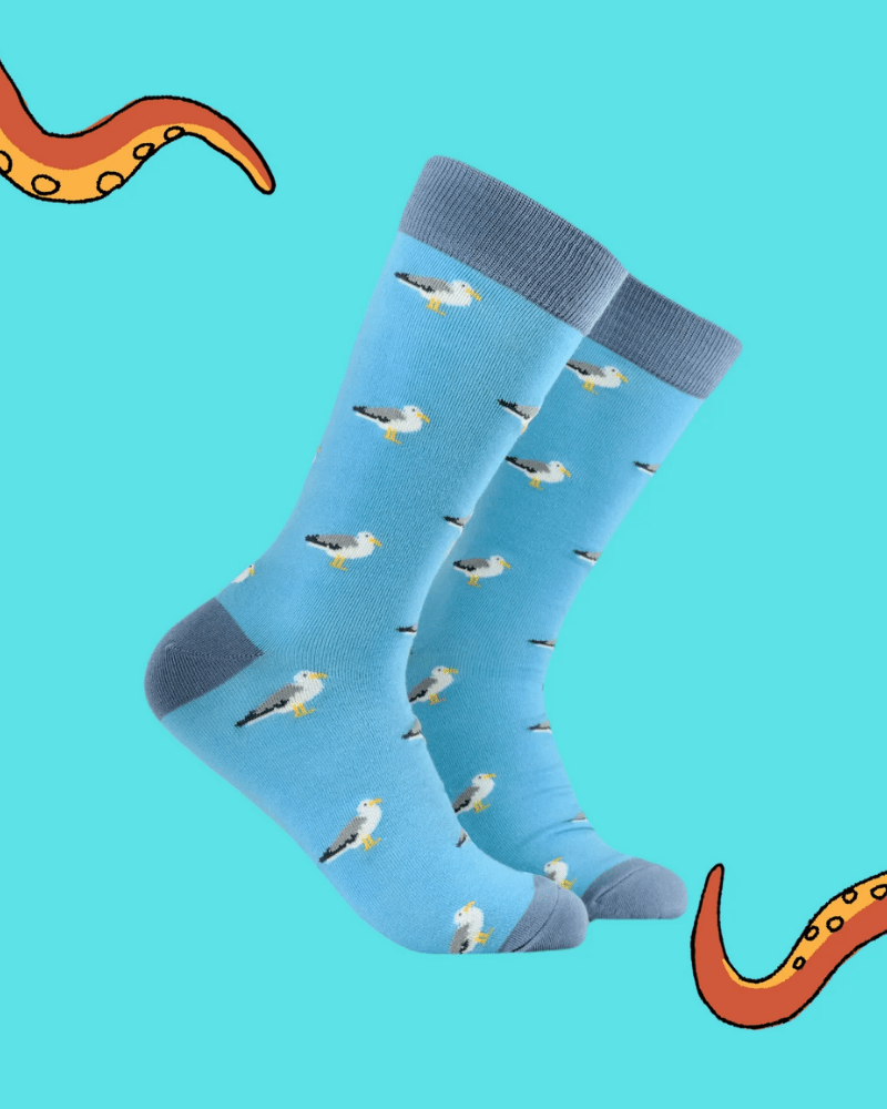 Blue Seagull Bamboo Crew Socks - Pink Poodle Boutique - SB2756L