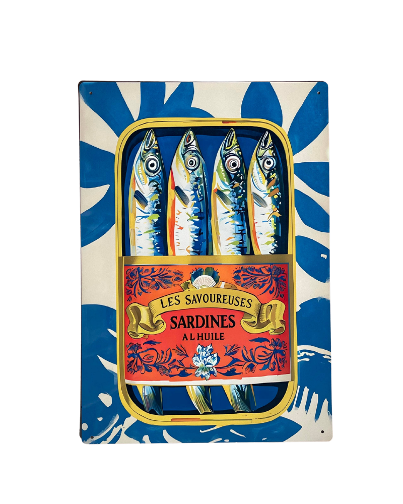 Sardine Can Illustration Metal Sign Plaque 6x8inch