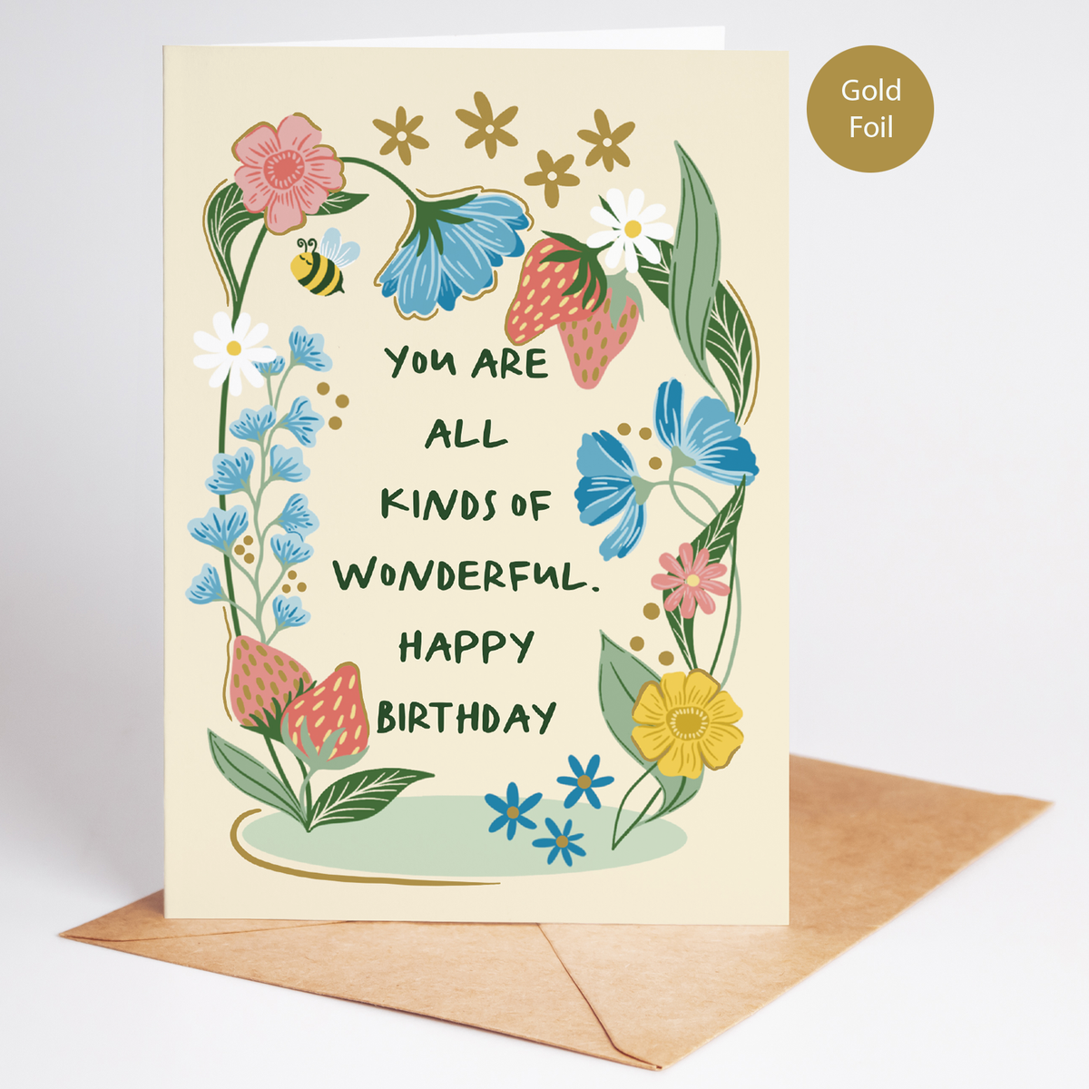 Floral Strawberries Birthday Card