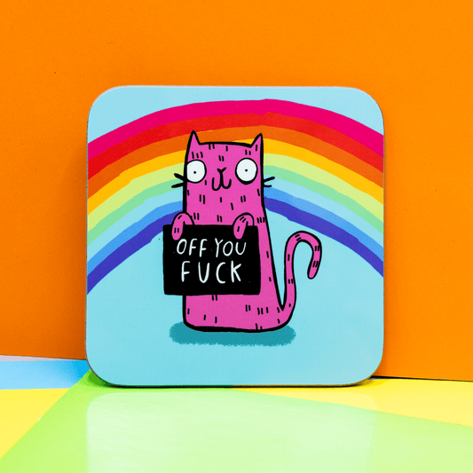 Off You Fuck Sweary Cat Coaster