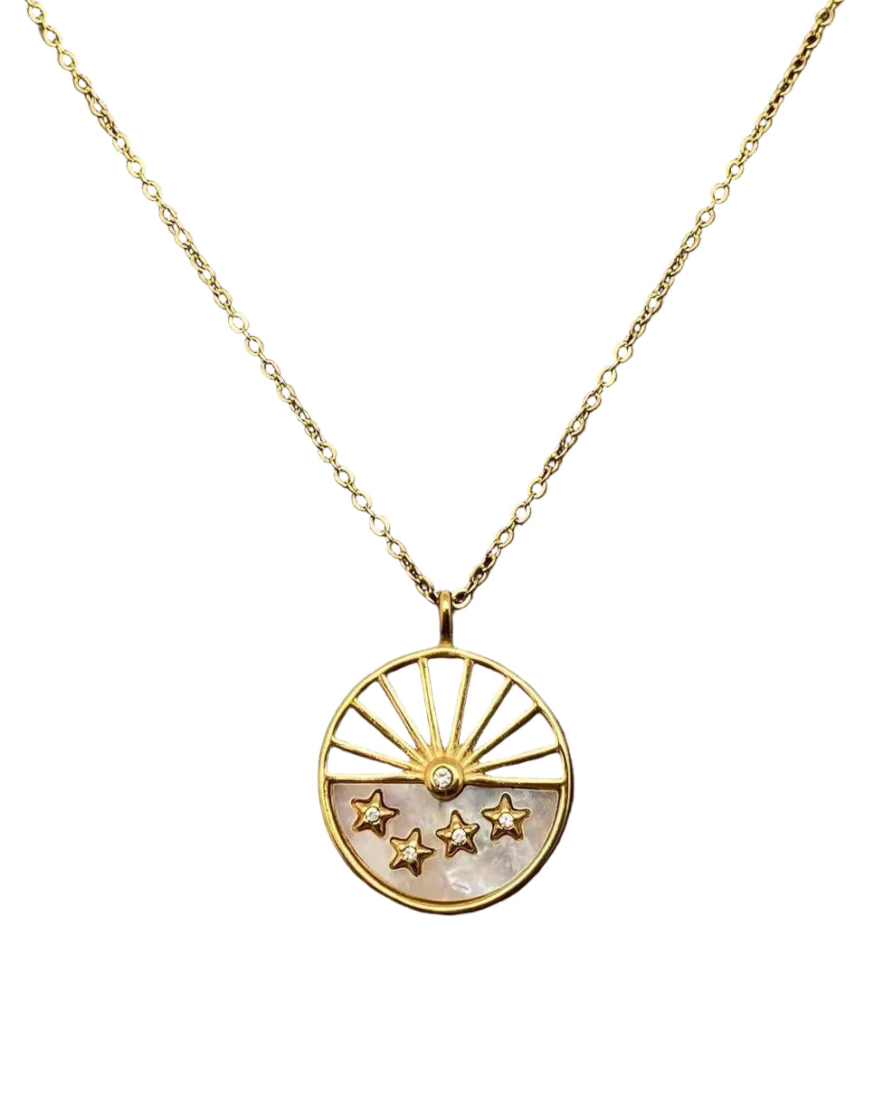 18K Gold Plated Star Sunrise Charm Necklace