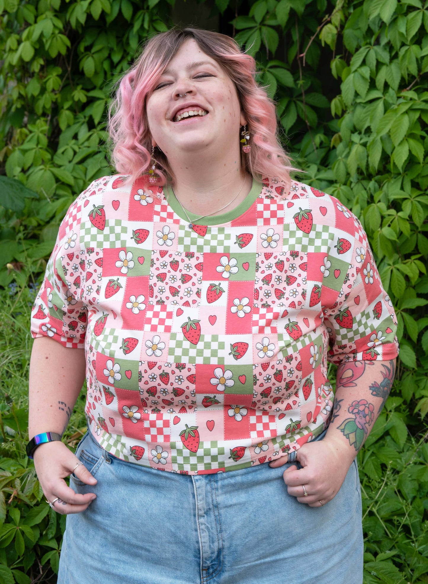 Strawberry Picnic Cropped Boxy Tee By Rebel Romance