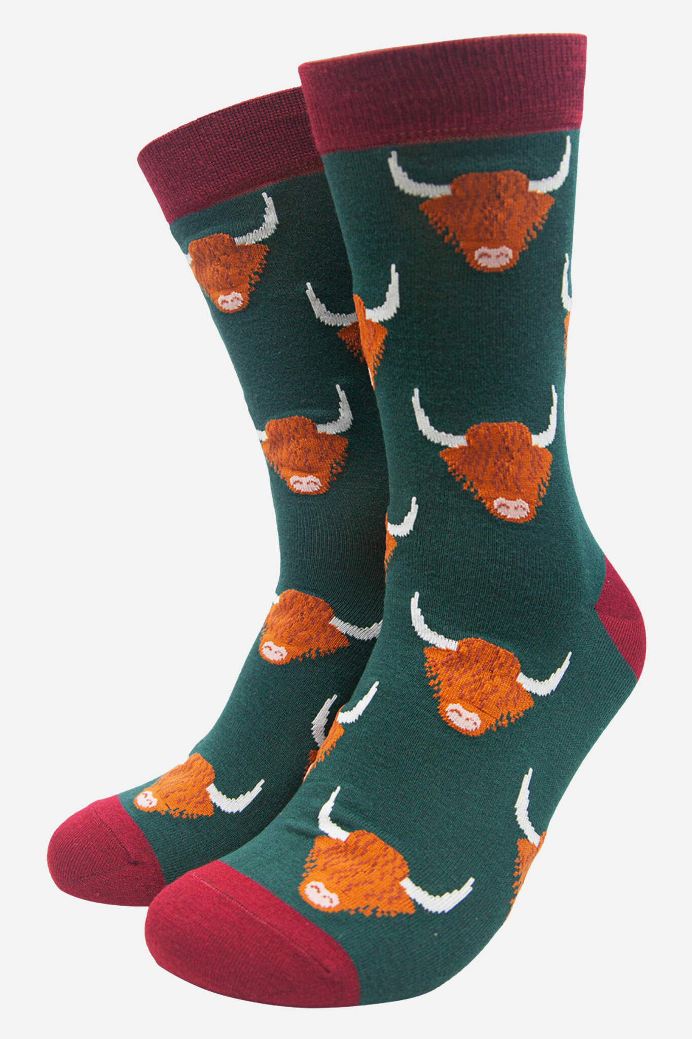 Green & Red Highland Cow Bamboo Socks