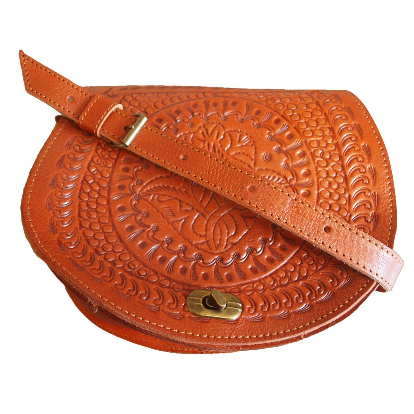 Embossed Leather Saddle Bag Assorted
