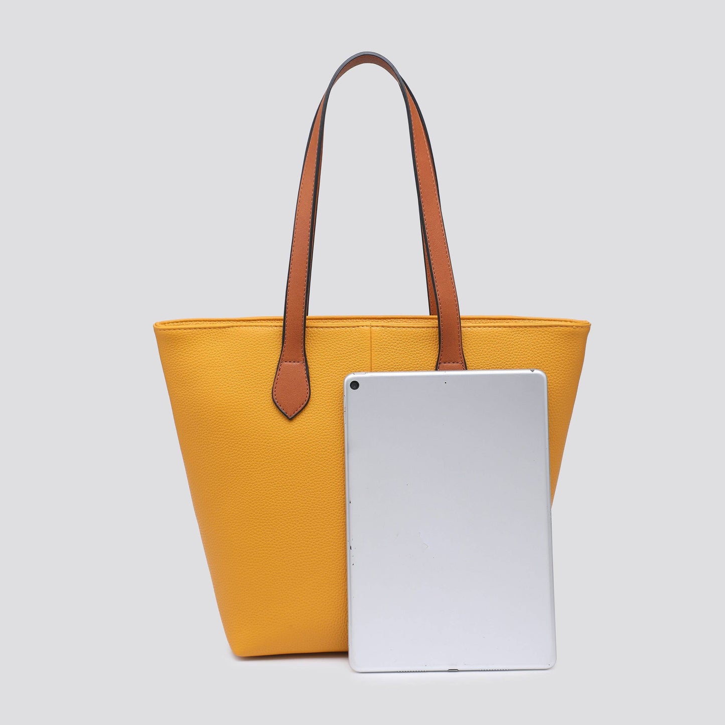 Premium Grade Faux Leather Shopper Bag Tote Bag in Yellow