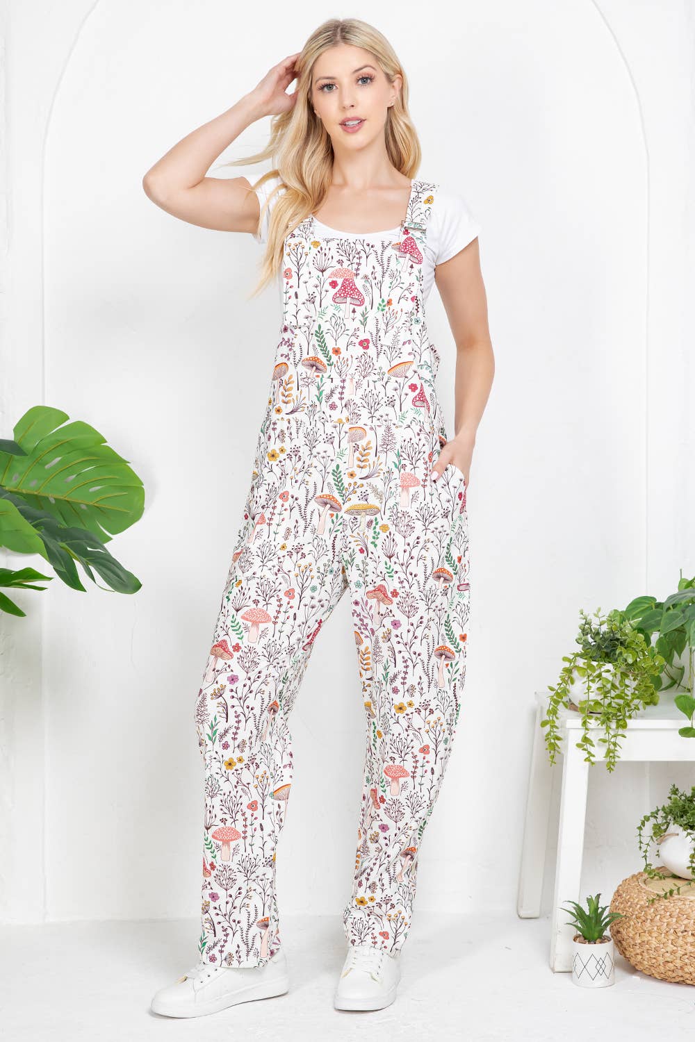 Floral Mushroom Lightweight Dungarees