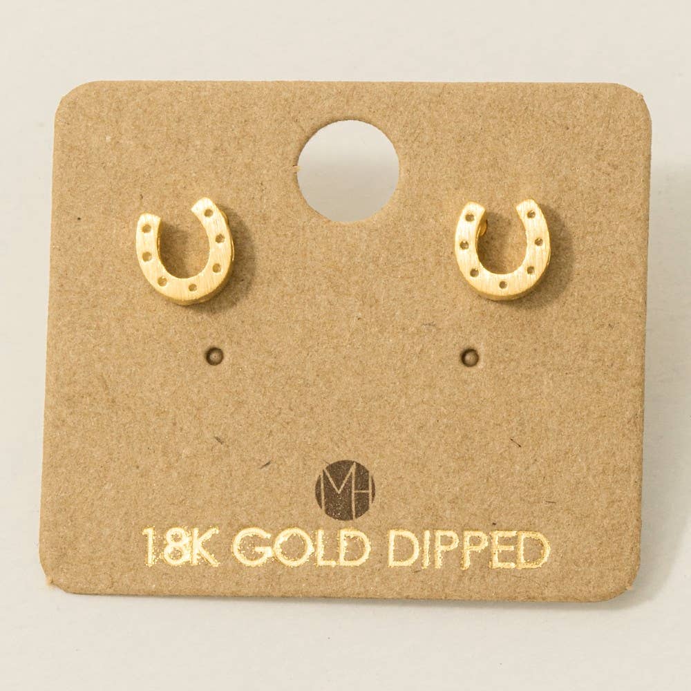Mini Horseshoe Post Stud Earrings in Gold or Silver