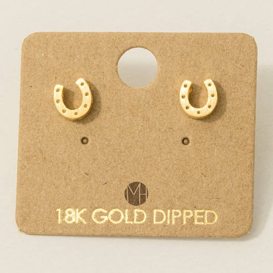 Mini Horseshoe Post Stud Earrings in Gold or Silver