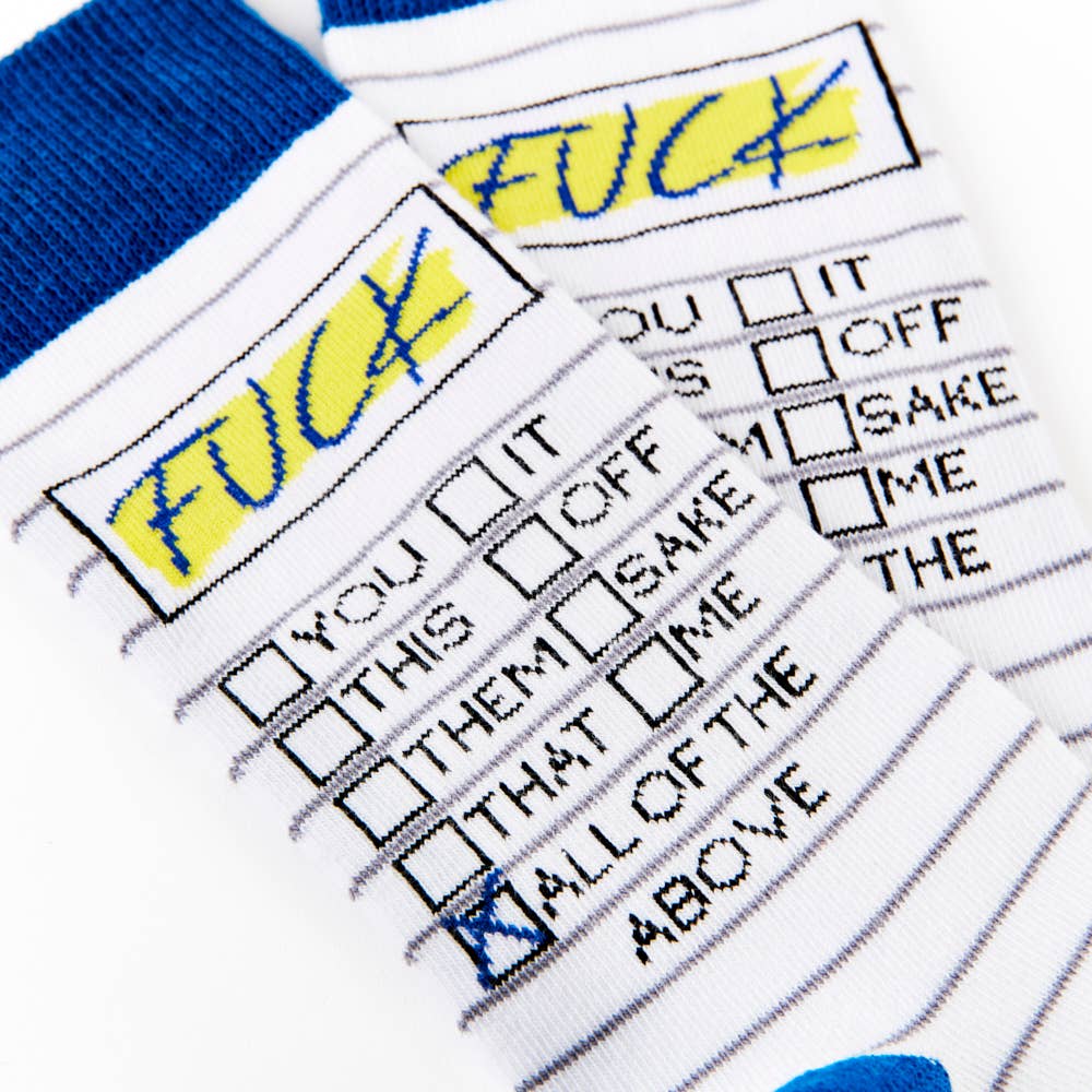 Fuck Tick List Crew Socks