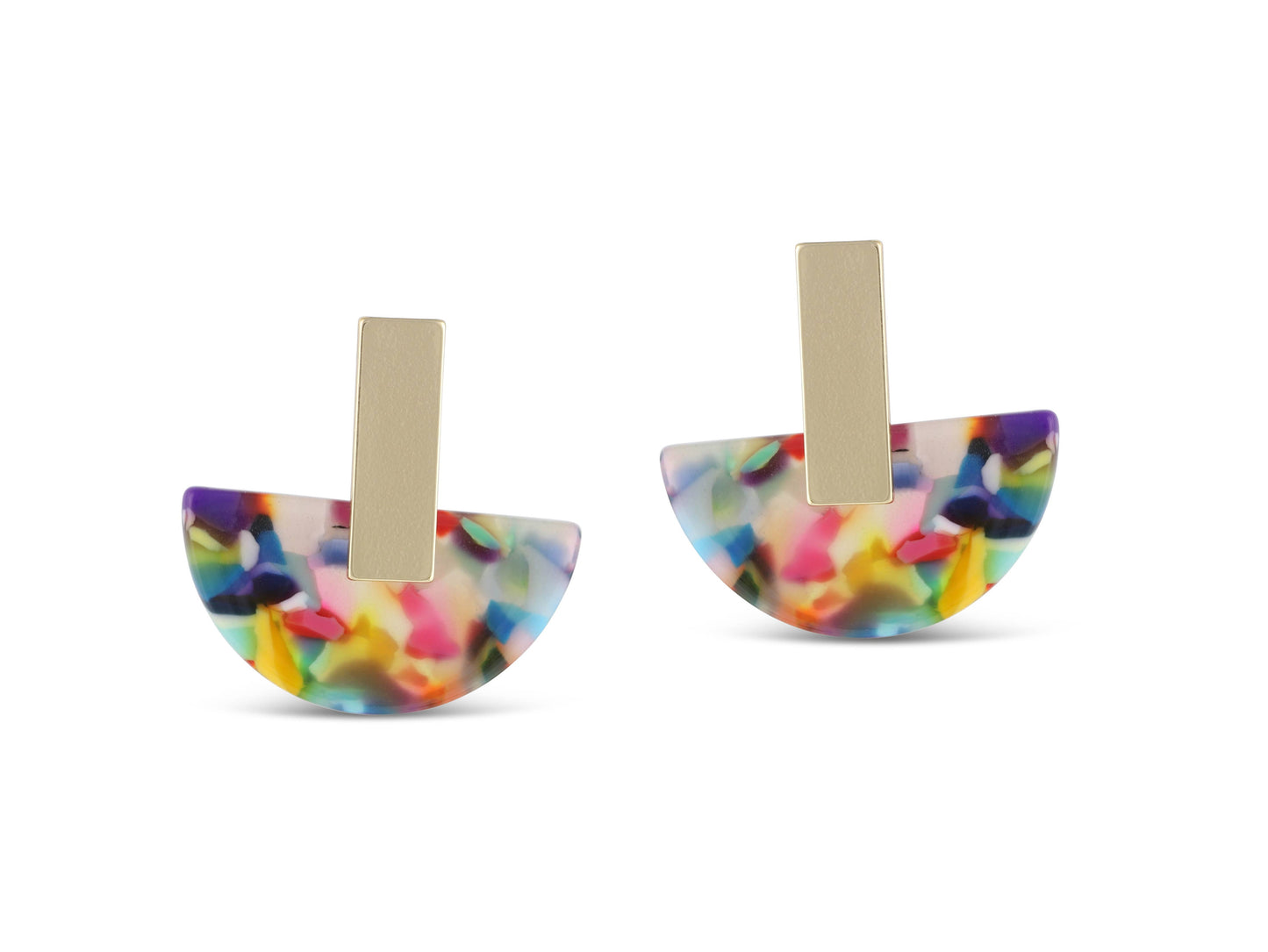 Zara Resin Half Disc Earrings in Red