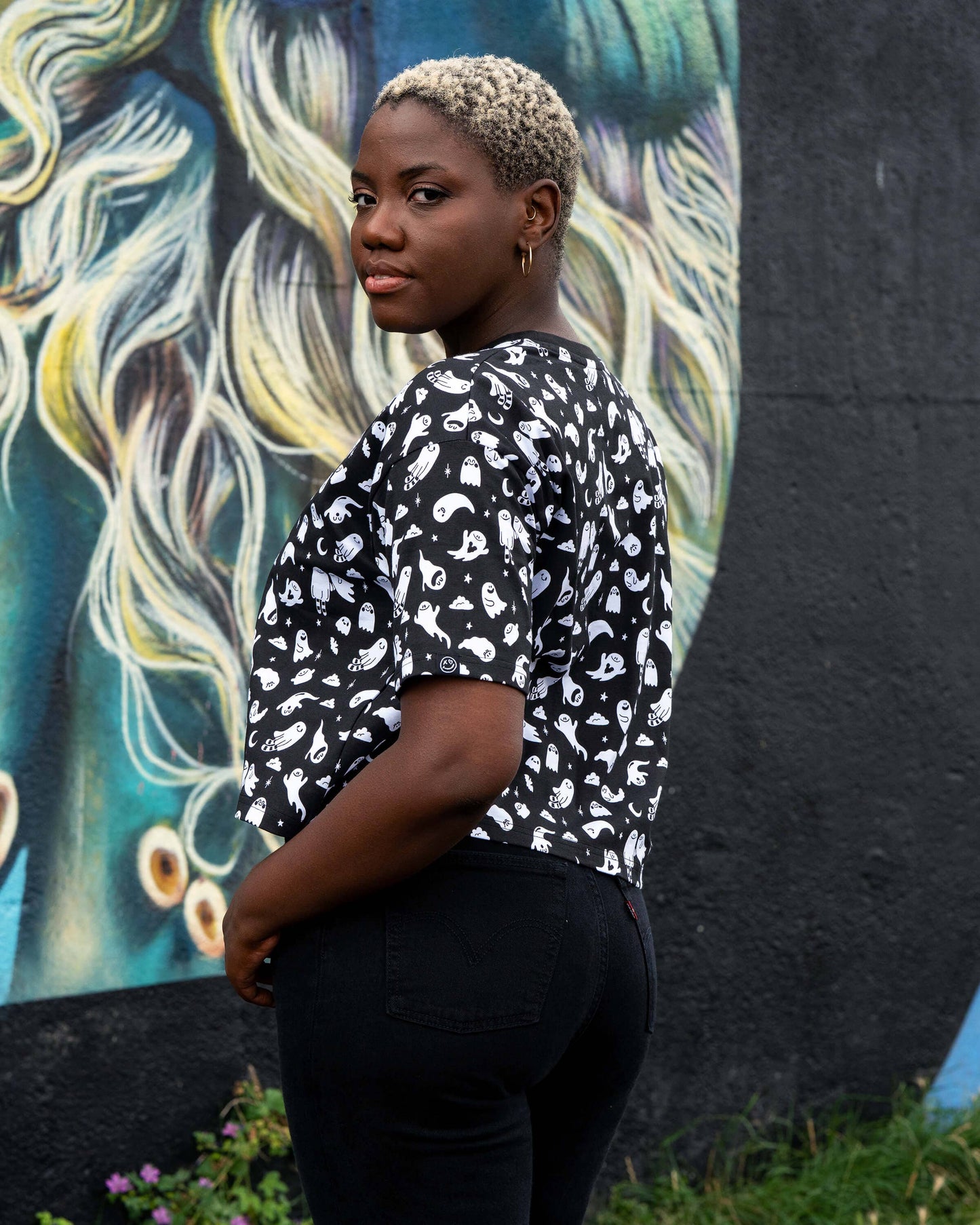 Ghosties Cropped Boxy Tee by Rebel Romance x Yasmin Cousins