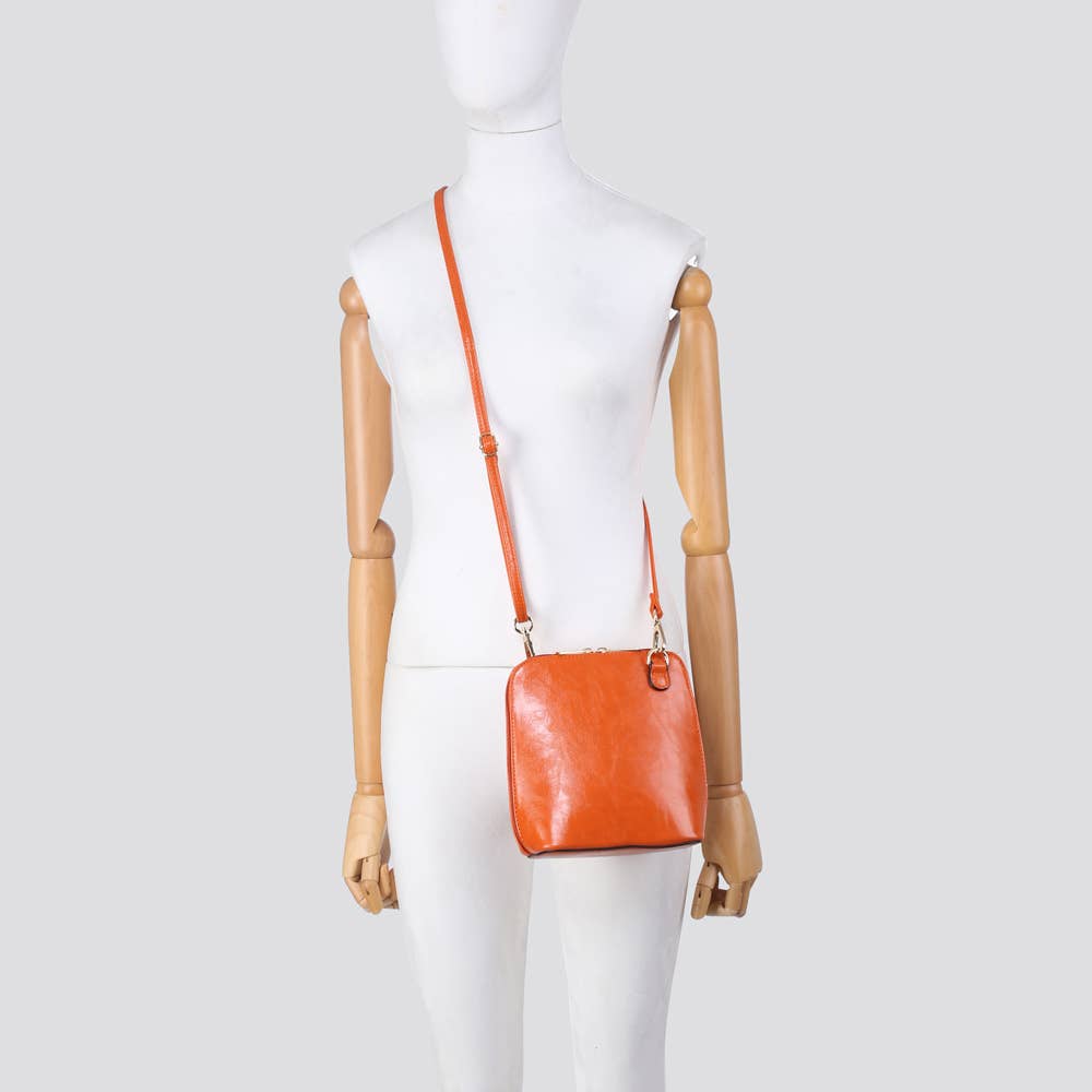 Premium Grade Vegan Leather Crossbody Bag in Navy